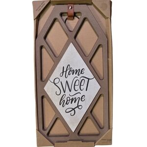Home Sweet Home Geometric Shaped Hanging Wood Wall Decor Rustic Modern Design